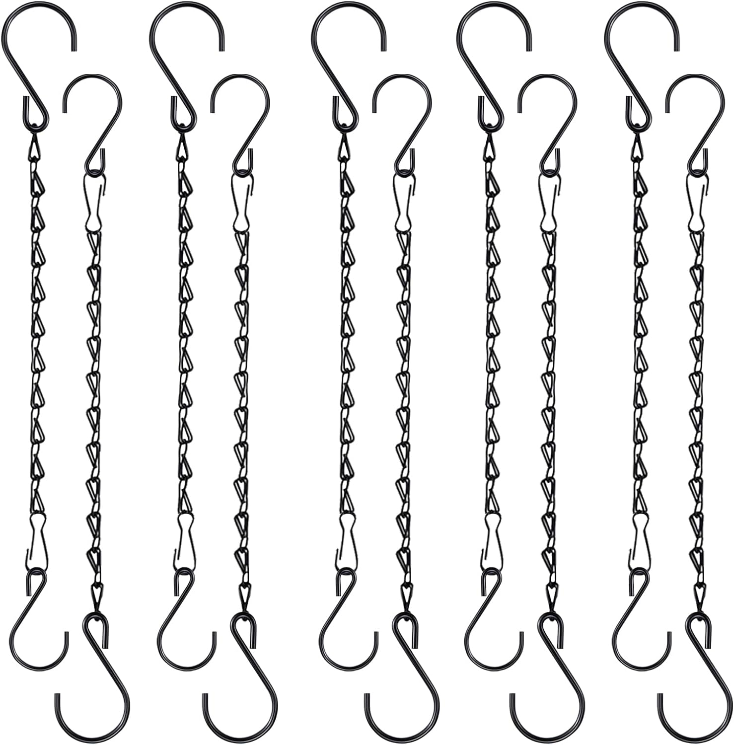 Chain for Hanging Plants, 10 Inch Black Plant Chains for Hanging Planter Baskets Kits with Hooks for Bird Feeder Wind Chime, Small Chains Perfect for Indoor Outdoor Decor (10 PCS) image number 4