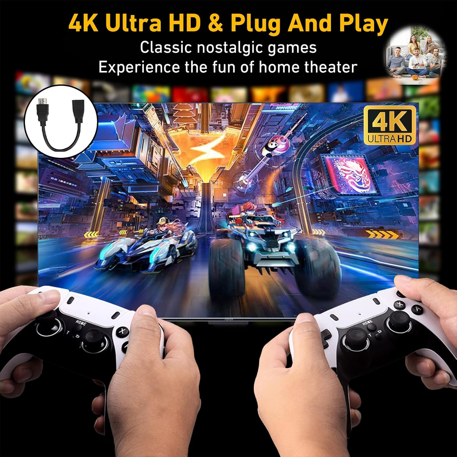 Retro Game Console, Retro Game Stick,2.4G Wireless Mini Video Games Emulator (64G) image number 1