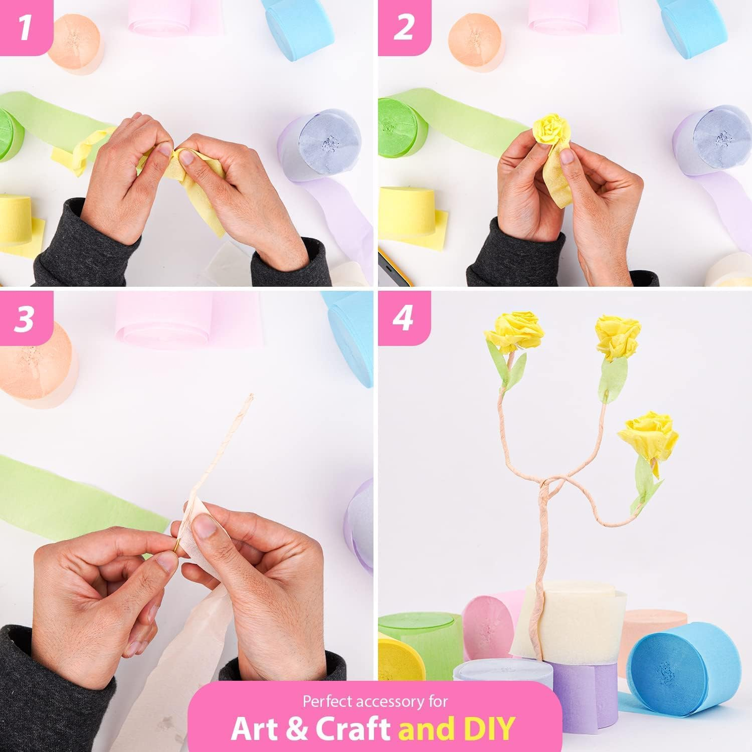 6 Crepe Paper Streamers Rolls, 500Ft Value Pack of Color Party Streamers for Party Decorations, Wedding Decorations, Birthday Decoration, Baby Shower Decoration image number 1