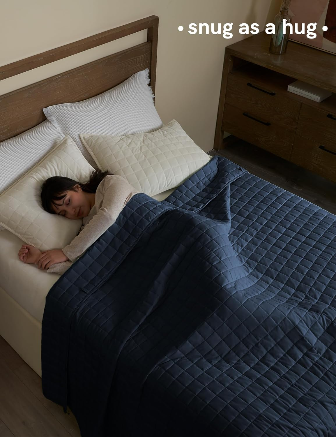 Ynm Exclusive Weighted Blanket, Fall Asleep Faster and Sleep Better, Smallest Compartments, 100% Soothing Cotton Material (152Cmx203Cm, 9Kg, Navy Blue), Ideal for Full/Queen Bed image number 4