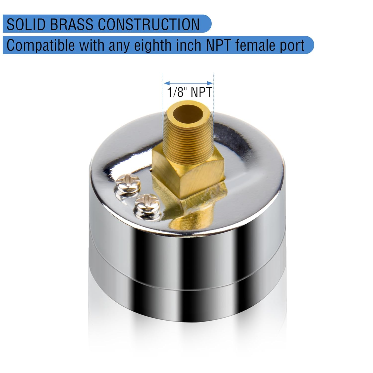 Fuel Pressure Gauge 0-15 Psi with Stainless Steel Case 1-1/2" White Dial 1/8" NPT Back Mount image number 1