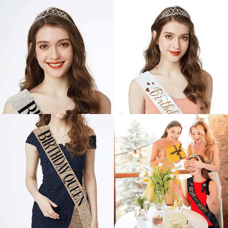 80Th Birthday Sash and Tiara for Women, 80 & Fabulous Sash and Tiara Birthday Crown - Silver image number 3