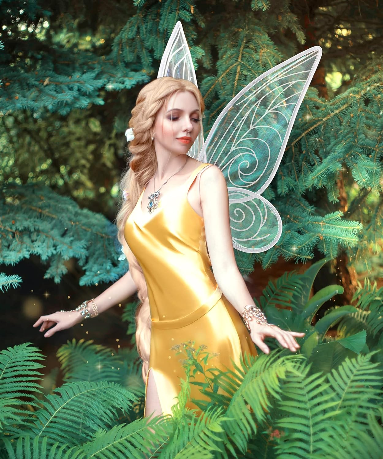 White Fairy Wings, Butterfly Fairy Wings Sparkling Sheer Wings for Adults Birthday Halloween Costume Dress up for Kids Girls Women image number 1