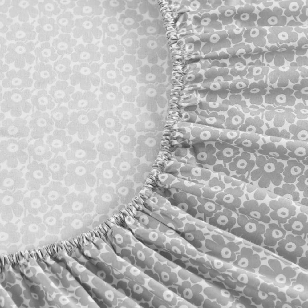 MARIMEKKO - Queen Sheets, Cotton Percale Bedding Set, Crisp & Cool Home Decor (Pikkuninen Unikko Grey, Queen) image number 4