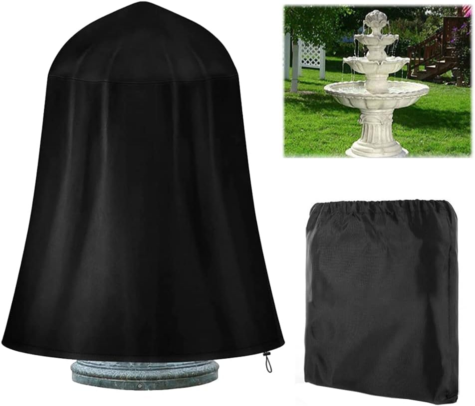 Outdoor Patio Fountain Cover 48" X 68" Waterproof Weather Resistant Protective Cover for Winter Outdoor Garden Fountain Statute Heavy Duty Fountain Cover with Adjustable Locking Drawstring image number 3