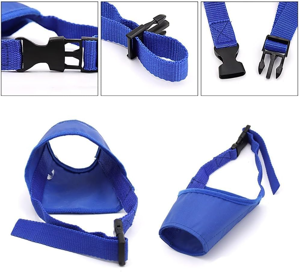 2 Pcs Dog Muzzle Soft Air Mesh for Small Dogs with Long Snout Quick Fit for Grooming Adjustable Prevent from Biting Barking and Chewing Soft Muzzle (Blue& Black, 4) image number 6