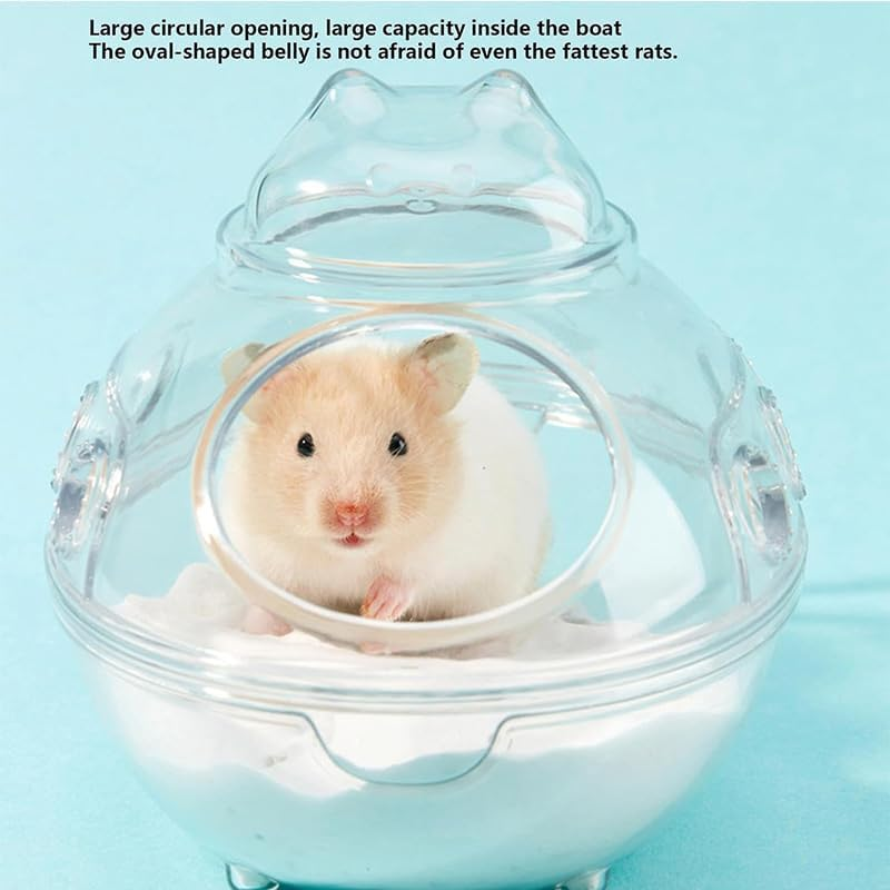 Hamster Bathtub,Transparent Sand Bath Box for Small Pets, Cute Hamster Bathroom & Sleep Pad Nest, Durable Cage Accessory for Hamsters & Small Animals (S) image number 6