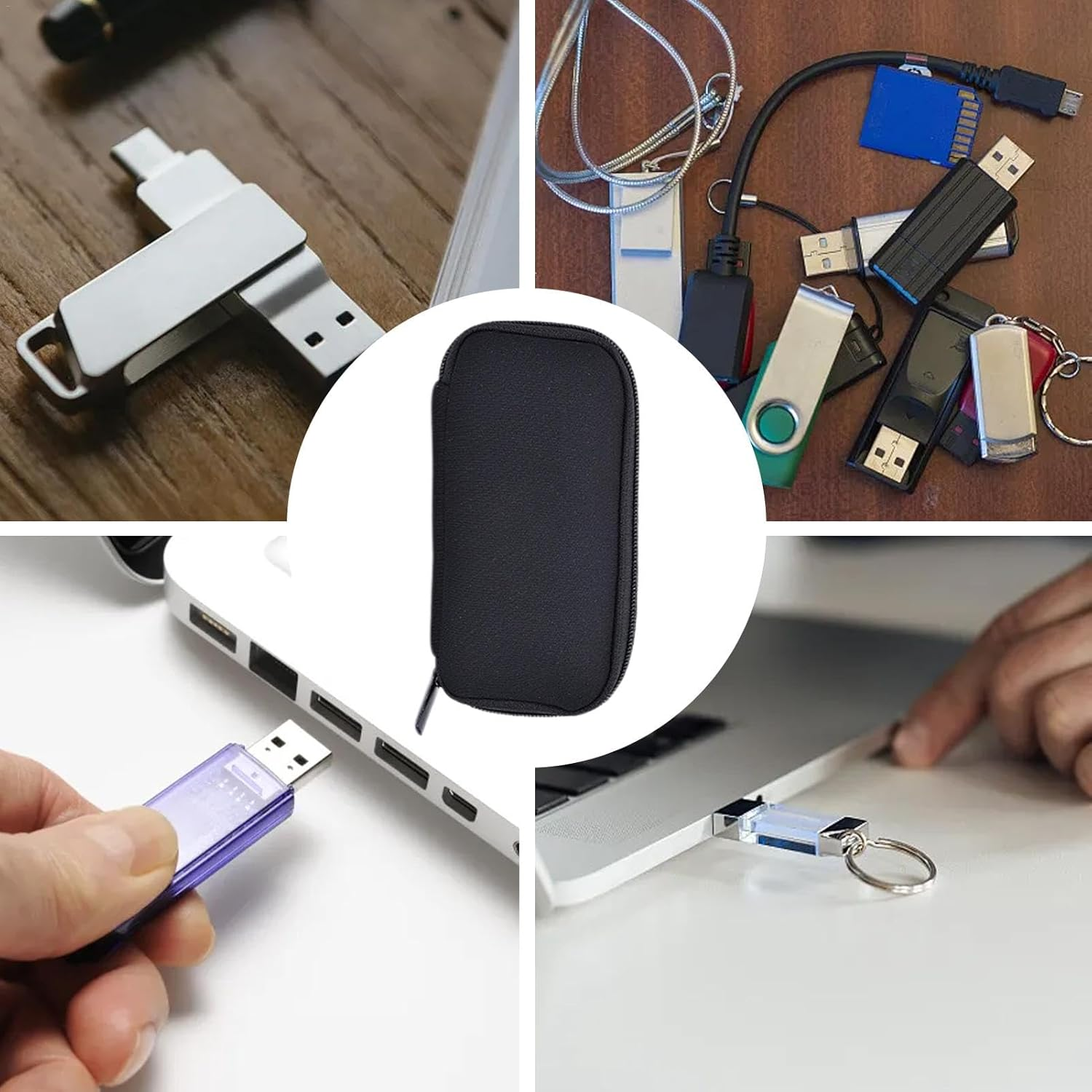 Electronic Case Organizer | Travel Cable Organizer Case Carry Case with 10 Slots | Waterproof USB Cable Accessories Bag U Disk Bag, Portable Storage Pouch for Cards image number 2