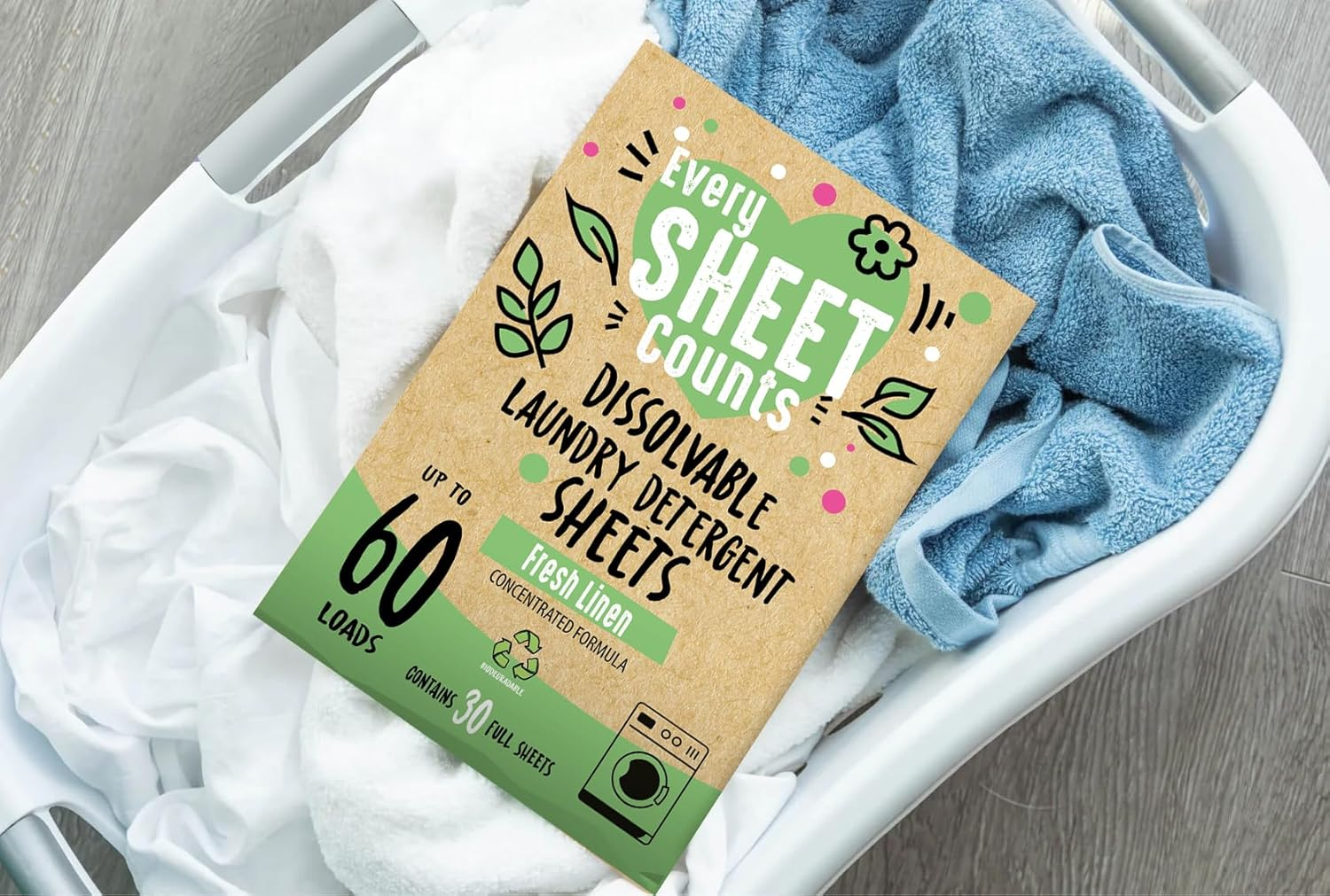 Laundry Detergent Sheet, Fresh Linen Scent, Biodegradable, Eco Friendly, Travel Size image number 1