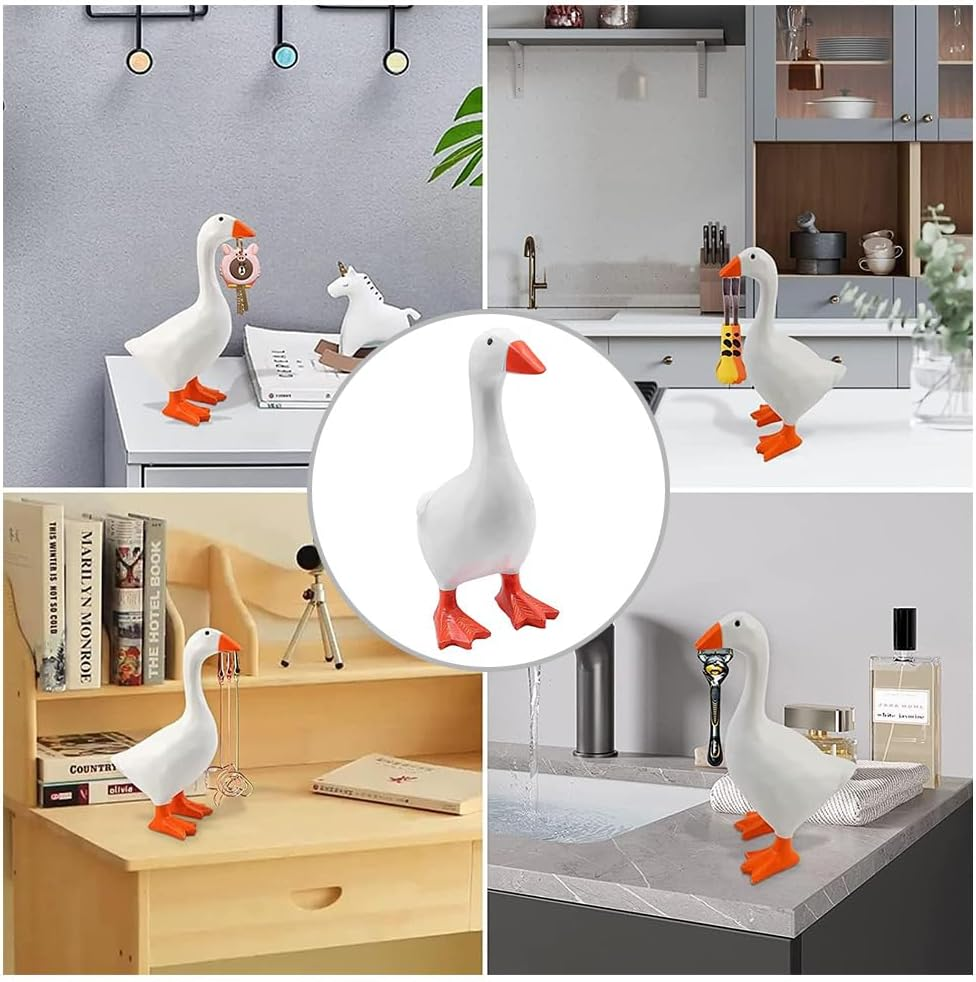Magnetic Goose Statue Key Holder,Entrance Home Decor,Cute Homes Decor for Kawaii Room Office Table Desk Decors image number 3