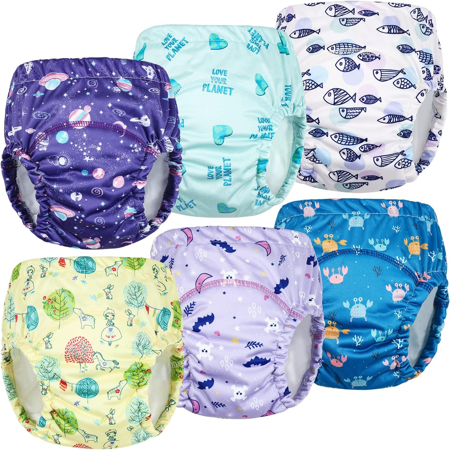 Moomoo Baby Waterproof Potty Training Underwear 6 Packs Absorbent Rubber Training Pants for Girls Cotton 6T