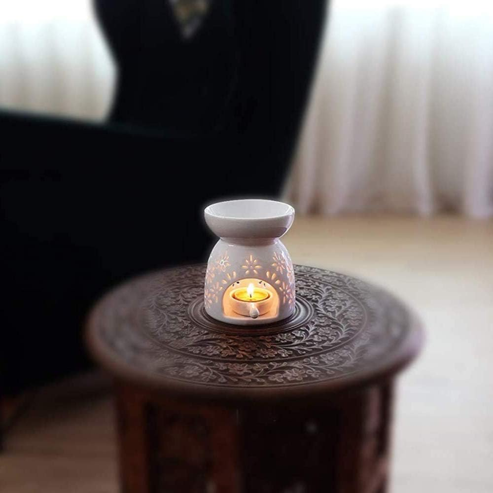 Scented Candle Fragrance Melter Tea Light Holder,Aromatherapy Aroma Burner Ceramic Lamp Cylinder Diffuser Candle Tealight Holder Home Bedroom Decor Christmas Housewarming Gift image number 6
