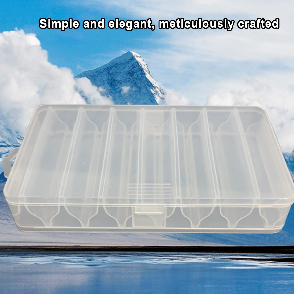 AIMALL Fishing Tackle Box with Dividers, 5-Grid Bait Storage Box, Double/Single Layer Plastic Lure Organiser, Waterproof Fishing Gear Box image number 5
