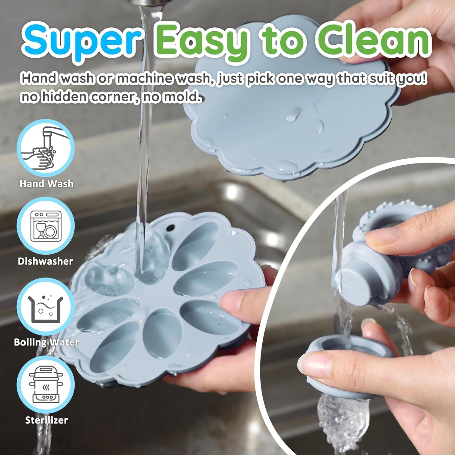 Baby Fruit Food Feeder, Mini Popsicle Ice Tray Set, BPA Free Silicone Baby Feeder for Safe Solid Food Feeding, Breastmilk Popsicle Molds for Cooling Relief, 4 Month+ image number 1