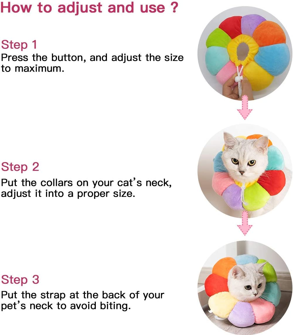 Weyeenacat Small Dog Recovery Collar, Cute Neck Cone after Surgery, Adjustable Pet E Wound Healing Protective Surgery Elizabethan Collars for (Xs(Within 2Lb), Colorful), S(Within 4Lb) image number 3
