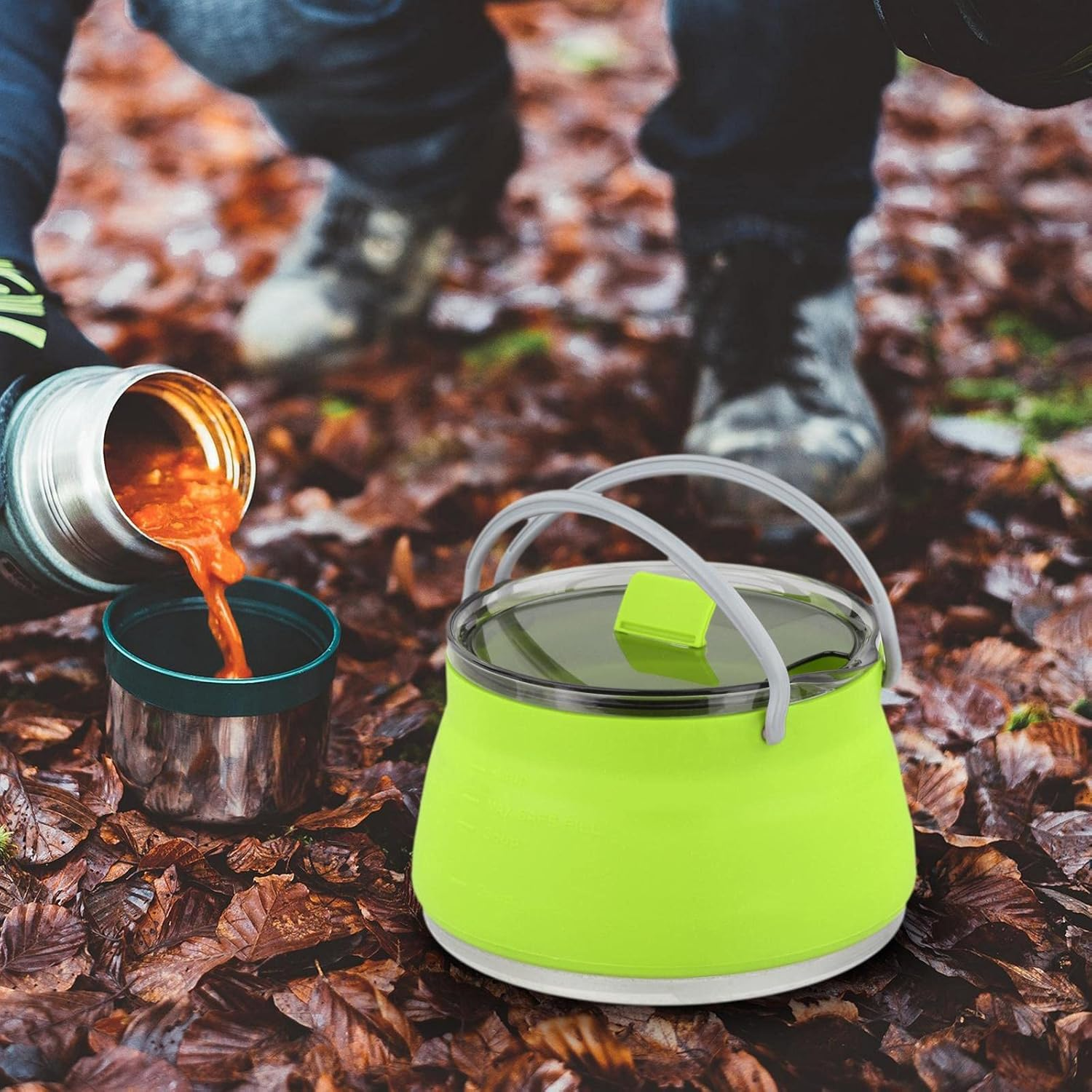Silicone Collapsible Camping Cook Pot Cookware Folding Kettle Teapot Lightweight Pot Kettle for Outdoor Camping Hiking and Picnic image number 4