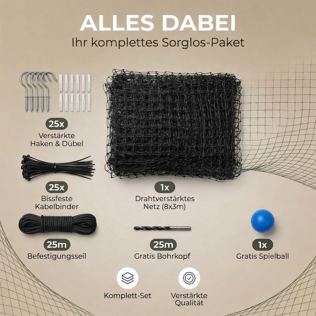 Cat Net for Balcony & Window Wire Reinforced | 8 X 3 M | Protective Net No Drilling | Cat Grid Wire-Reinforced | Weatherproof & Bite-Resistant | Mounting Set Included | Cat Protection Net image number 3