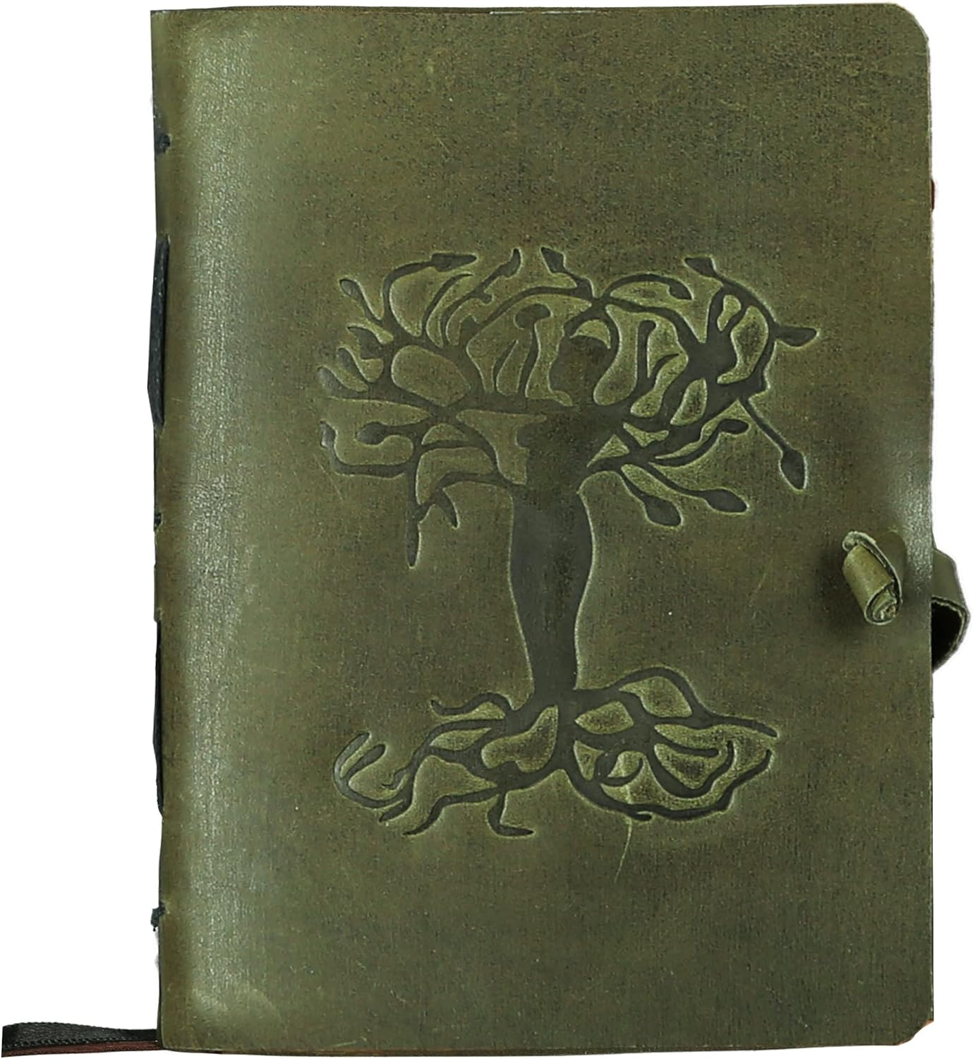 Leather Journal for Women and Men Embossed 8 X 6 Inch Handmade Lined Craft Paper Mother Earth Notebook Writing Notepad Book of Shadows Journal