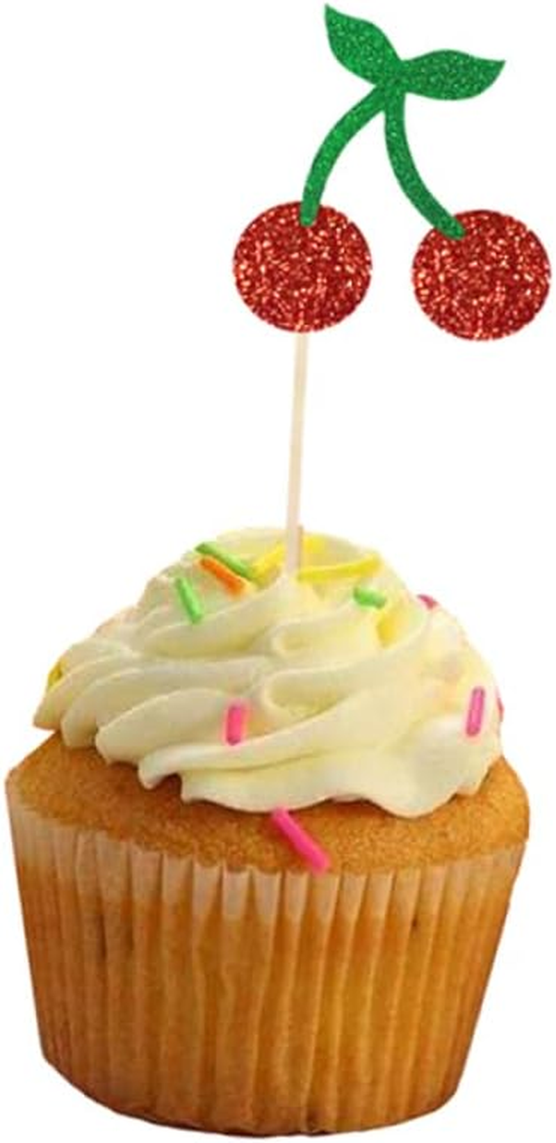 MERRYHAPY Fruits Cake Topper Cherry Design Cloth and Bamboo Sticks Safe Environment-Friendly Party Use Decorations for Birthday Celebrations image number 2