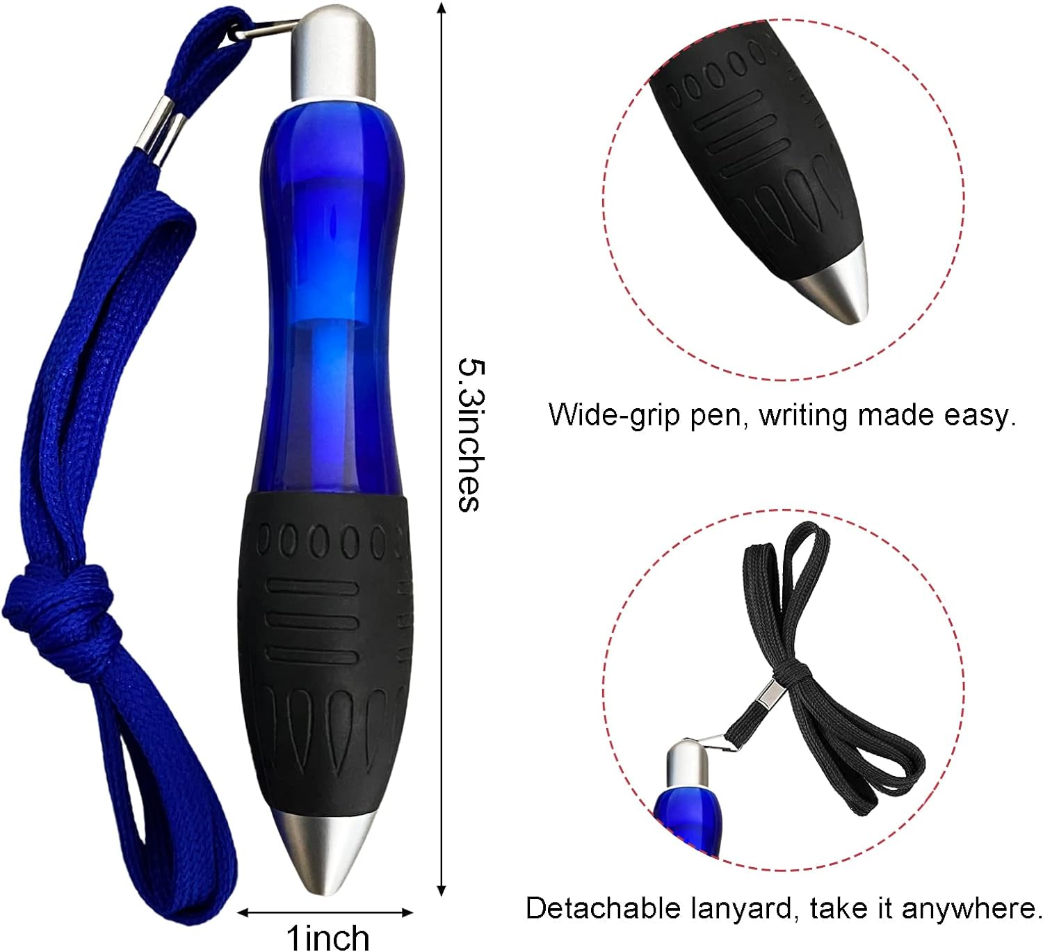 Big Fat Pens (12 Pack) Aids Writing for Tremor, Arthritis, Parkinson, Handicap, Carpal Tunnel Large Wide Grip Pen Retractable Ballpoint Pens (6 Pens + 6 Black Refills) image number 4