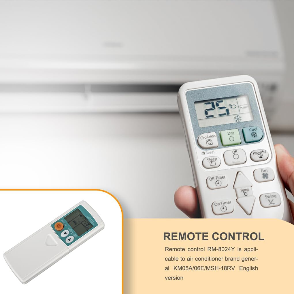 RM-8024Y Remote Control Durable White Controller Conditioning A/C Regulator Universal Easy to Use Replacement image number 1