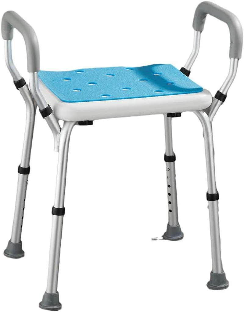Portable Shower Chair, Bath Bench Tub Seat, Non-Slip Bathroom Stool, 6-Level Height-Adjustable, Max Load 125Kg for Adults Elderly Disabled Safety