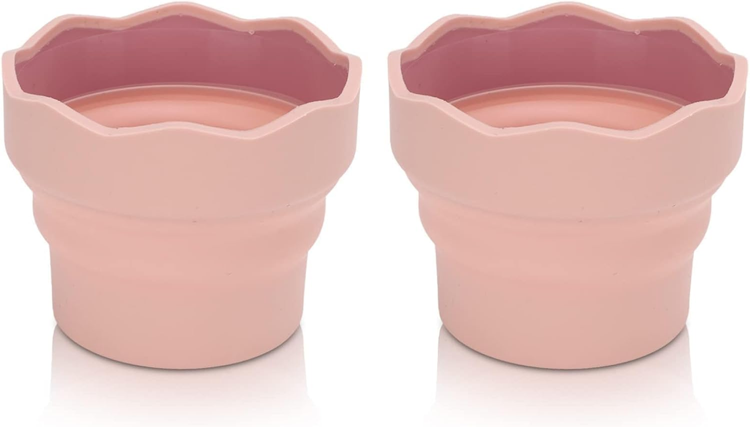 2PCS Collapsible Paint Brush Washer, Portable Silicone Washing Bucket Brush Holder Brush Cleaner Painting Water Cup Collapsable Cups for Watercolor Oil Painting(Pink)