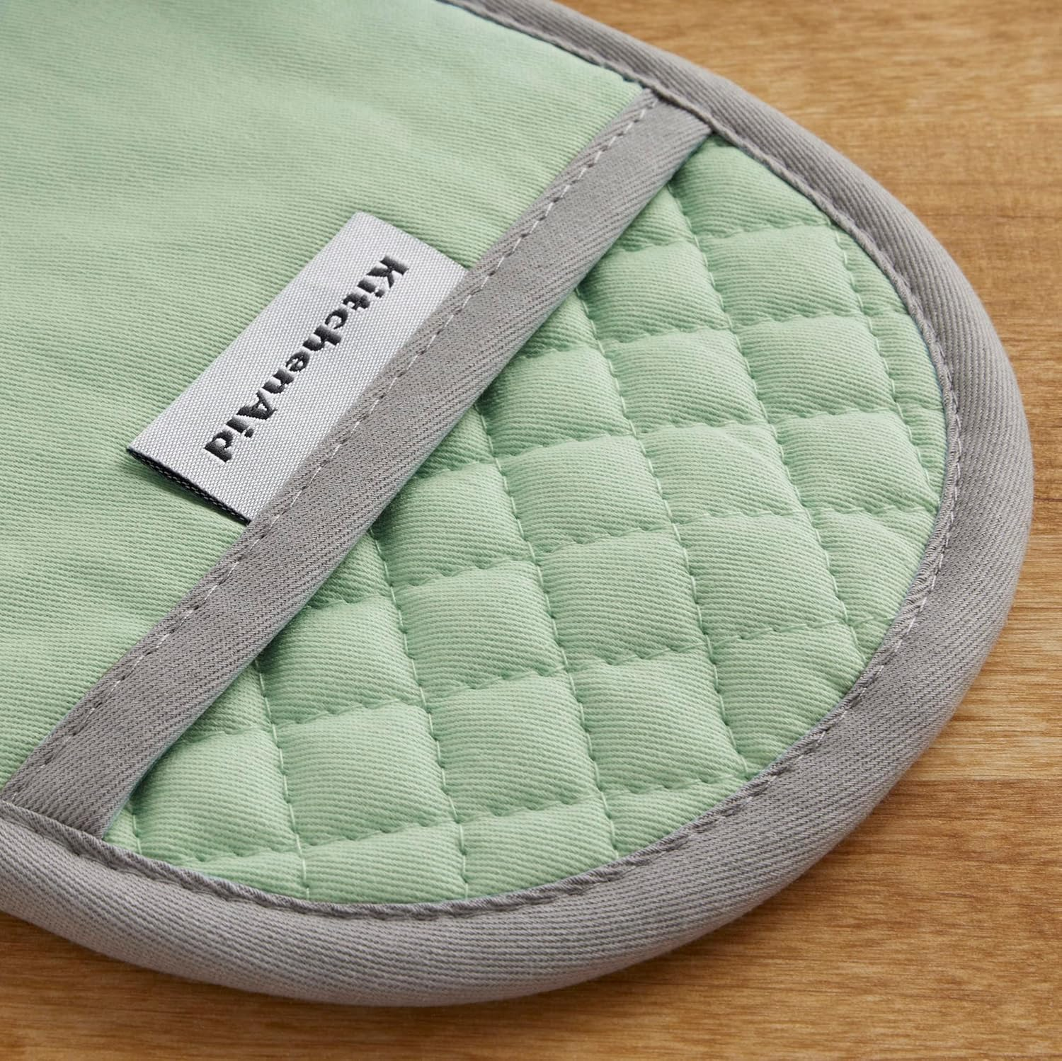 Kitchenaid Asteroid Oval Pot Holder 2-Pack Set, Pistachio, 6.5"X10" - Aqua Sky image number 6