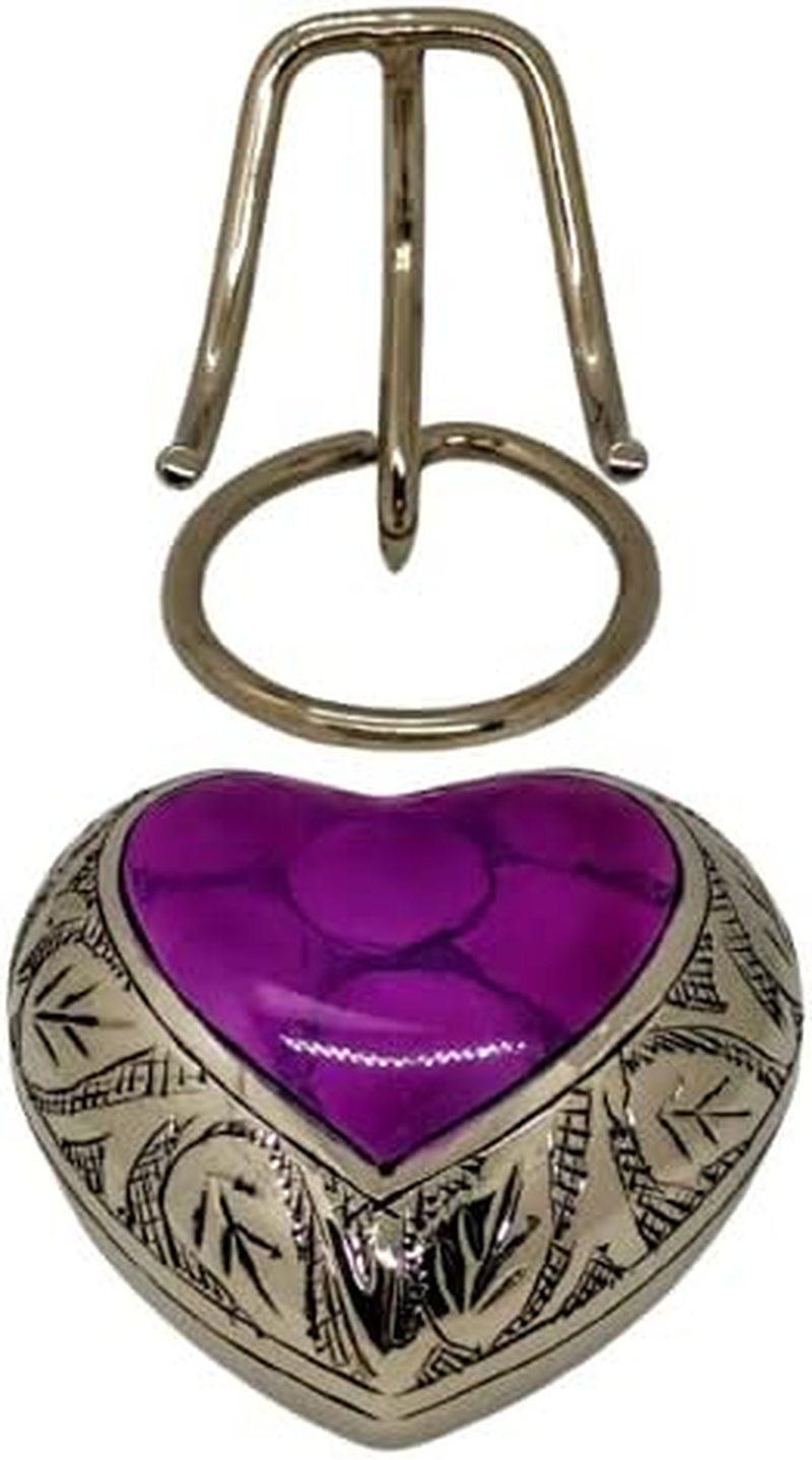 Classic Heart Shape Keepsake Urn for Human Ashes &ndash; with Box and Stand - Lovely Purple Color 7 Cms High image number 1