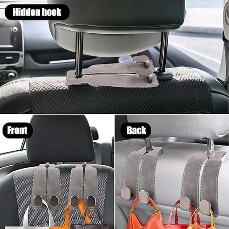 Car Seat Hooks for Headrest, 2 Pcs Car Seat Hooks, Back Double Hook, Seat Back Storage Hook, Double Hook Holder for Convenient Storage image number 2