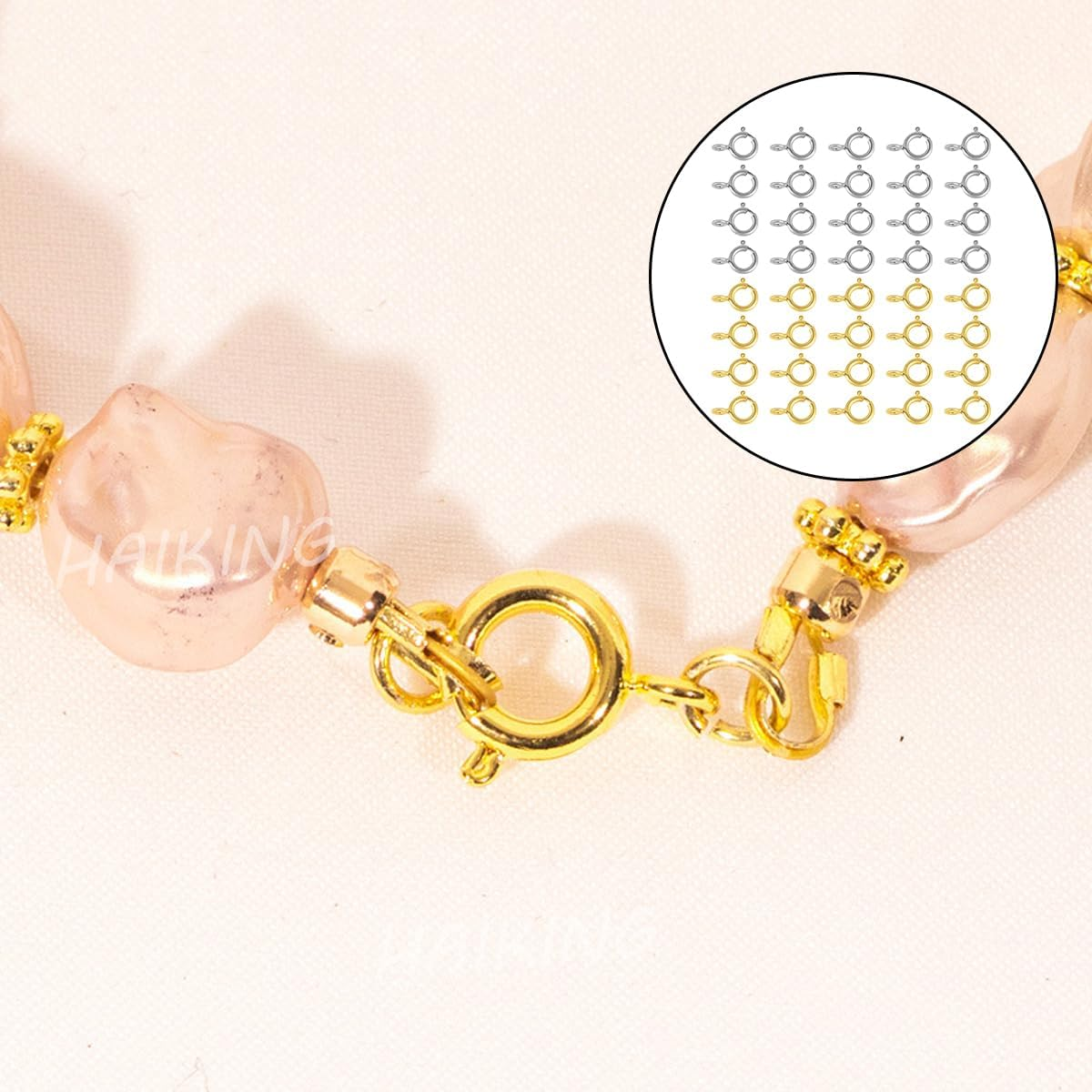 Spring Ring Clasp, 40 Pcs Open Ring Jewelry Spring Clasps for Jewelry Making (9 * 6MM)