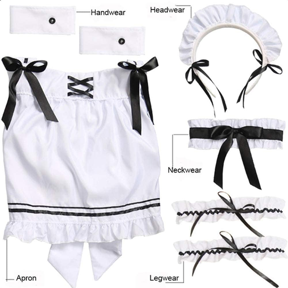 Japanese Girl Anime Cosplay Costume Maid Ladies French Apron Apparel Set Sailor School JK Clothing image number 3