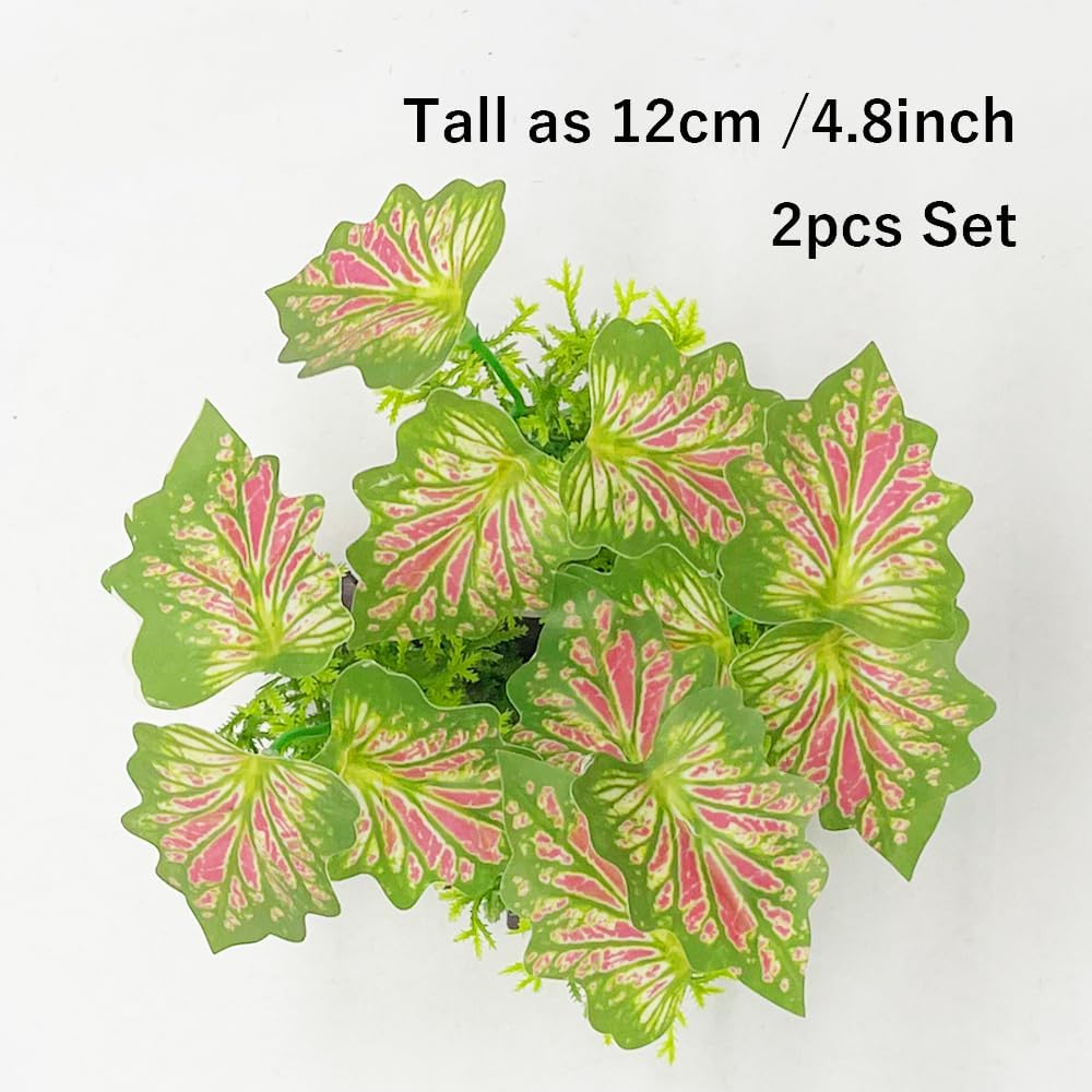 Smoothedo-Pets Aquarium Plants Fish Tank Decorations Small Plastic Artificial Plant Goldfish Waterscape Fish Hides (Rainforest Leaf-Pink-Small-Set) image number 6