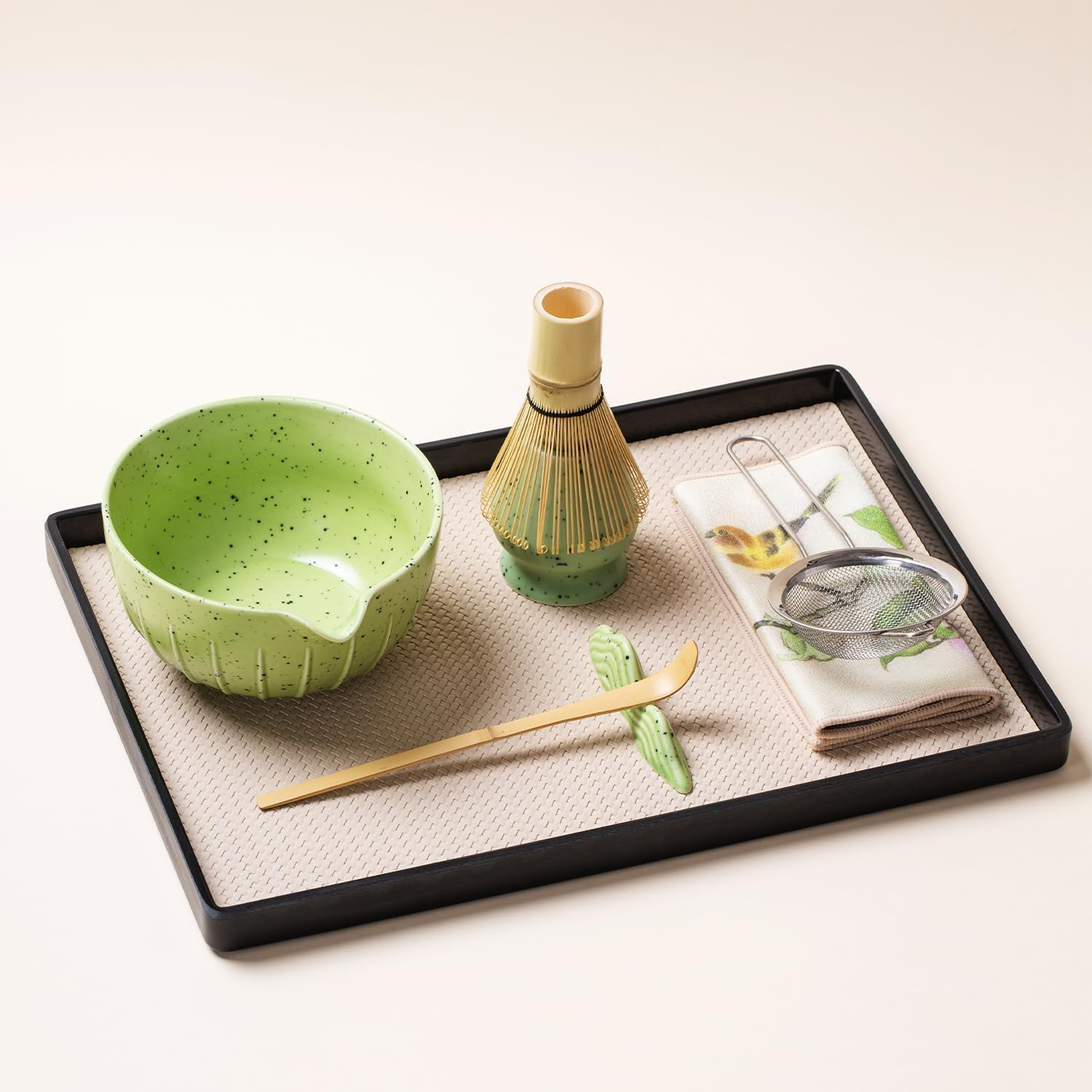 Matcha Whisk Set - 7Pcs Japanese Matcha Kit with Matcha Bowl, Matcha Whisk, Whisk Holder, Strainer - Elegant Matcha Set for Gifting and Personal Use, Gift Box Packaging (Green-7 Pcs) image number 6