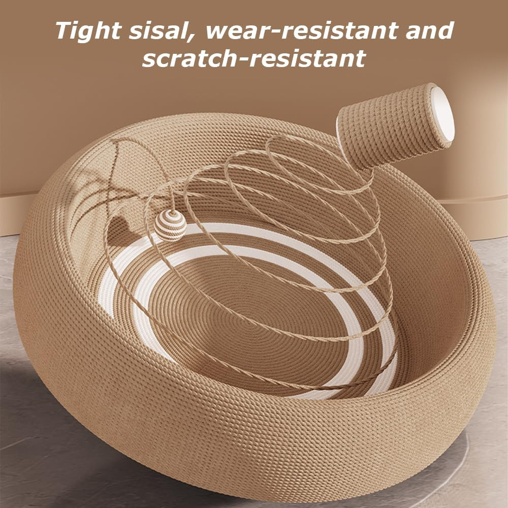 Large Sisal Cat Bed with Playing Ball, Durable & Eco-Friendly Pet Lounger, Multi-Functional Cat Scratcher & Resting Spot, Non-Shedding, Anti-Slip Design for Home, School & Apartment image number 5