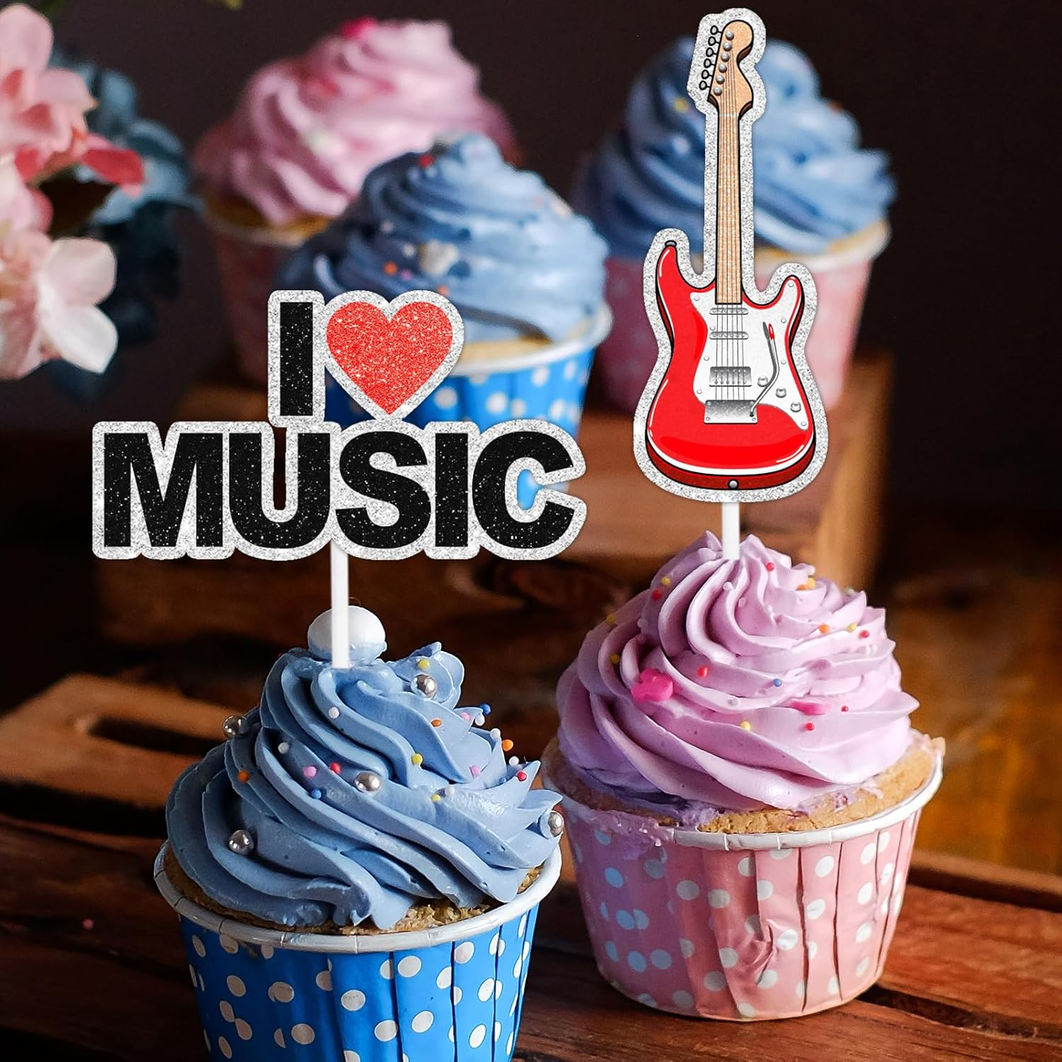 18-Piece Music-Themed Happy Birthday Cupcake Toppers Set for Kids - This Is an Exquisite Music Theme Party, Boys and Girls Birthday Party, Baby Shower Party. I Love Music Decoration Supplies-Liangss image number 3