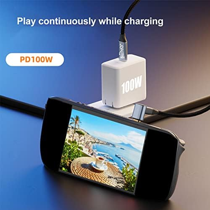 USB C to USB C Cable 90 Degree for Steam Deck, 100W Right Angle USB C to C Type C PD Fast Charging Cord for Games, USB C Cable for Notebook Phone (100Cm) image number 6