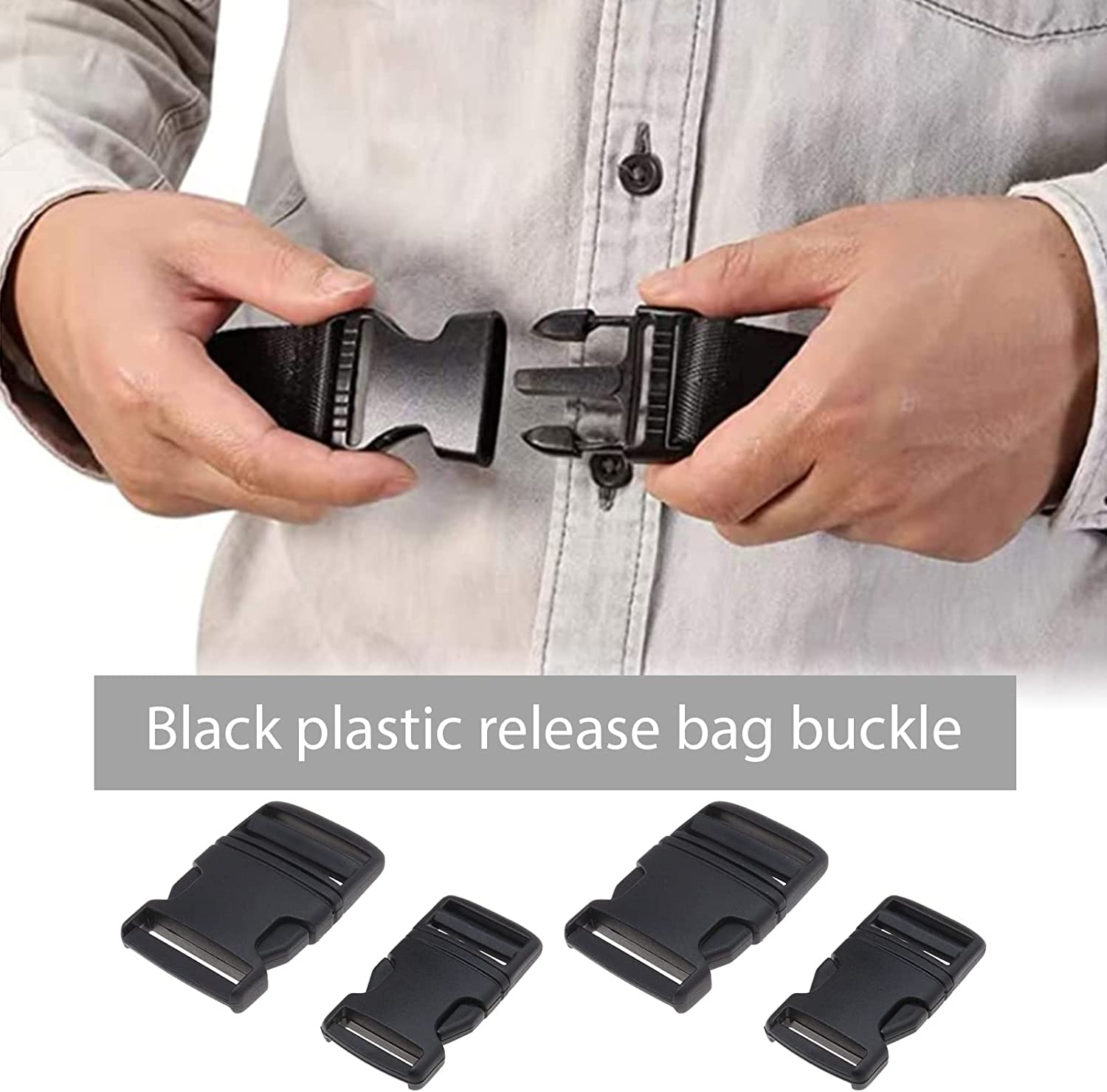 8PCS Plastic Quick Side Release Buckle Clips Contoured Side Release Buckles for Backpack Fanny Pack Travel Bag Pet Collar 25Mm & 38Mm Black image number 2