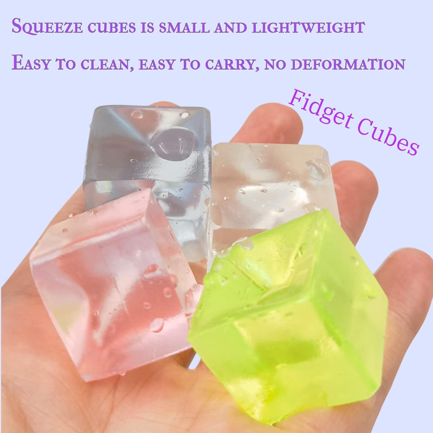 12Pcs Nice Cube Toys Party Favors Gifts for Kids Adults, Ice Cube Stress Ball, Squeezy Sensory Cubes, Soft Squishy Anxiety Toys for Kids and Adults with ADHD and Autism image number 6