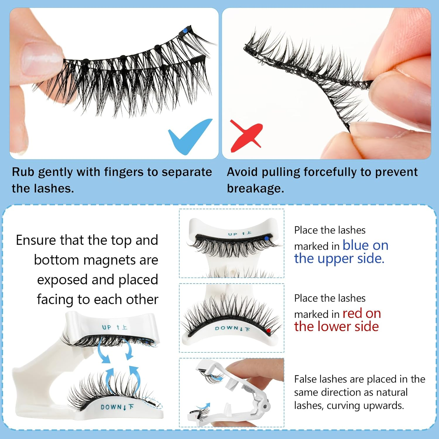 Kevkev Magnetic Eyelashes with Applicator Individual Lashes Wispy Lashes Lash Clusters Eyelashes Look like Extensions No Glue Needed(Garnet) image number 5
