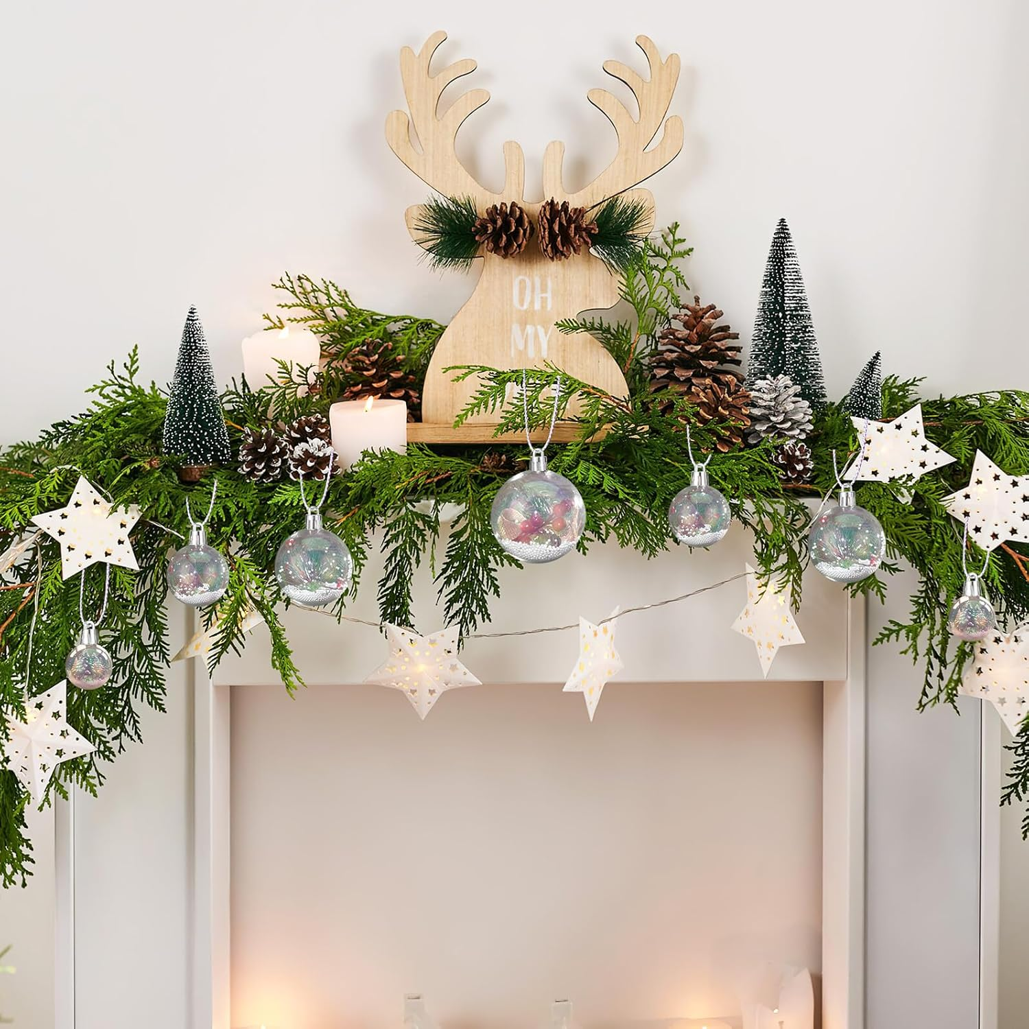 18Pcs Iridescent Christmas Baubles Set Includes 6 3Cm Balls and 4 Balls (4Cm 5Cm 6Cm) Plastic Hanging Ornaments for Tree Home Party Wedding Decorations image number 1