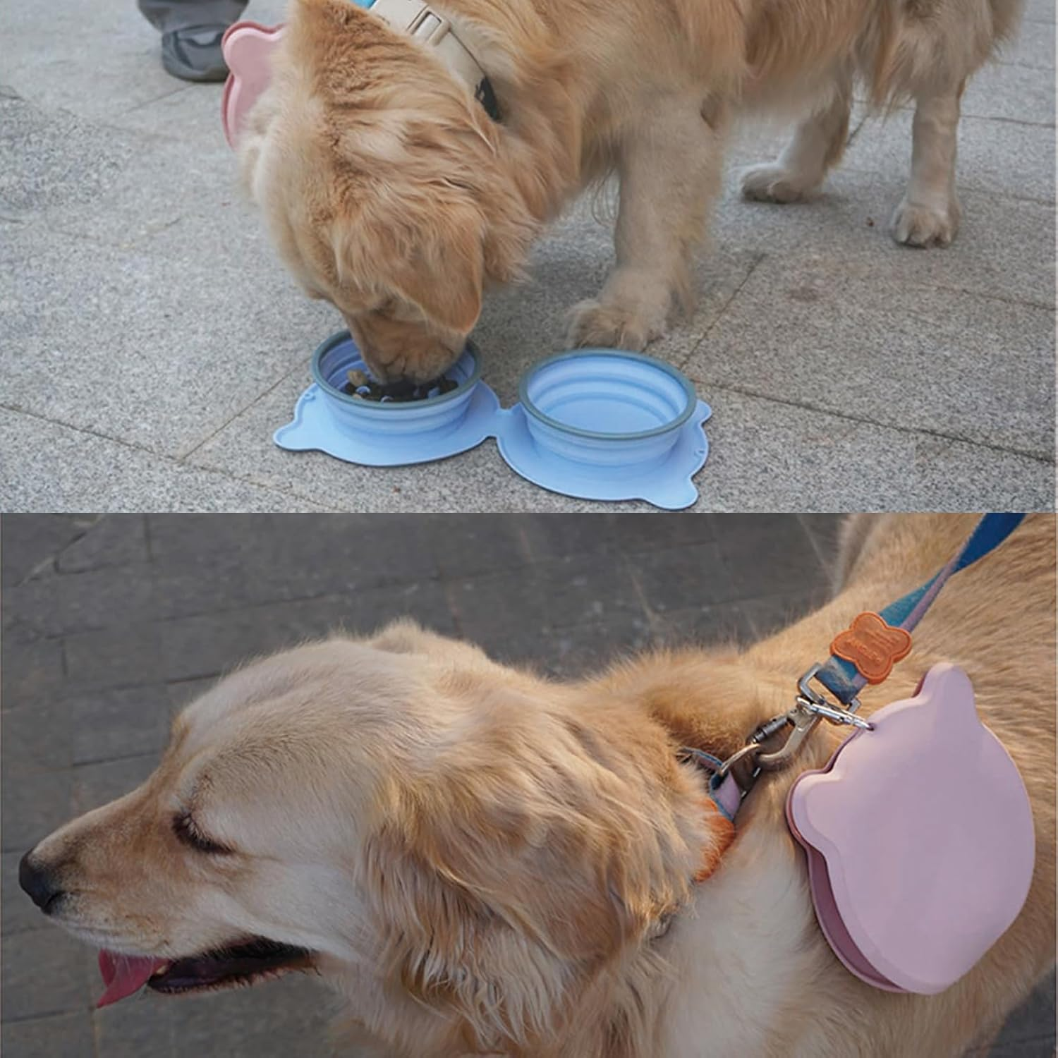 Silicone Collapsible Dog Bowl - 2-In-1 Travel Pet Bowl with Spillproof & Non-Slip Design | 500Ml/300G Portable Feeder for Camping Hiking | Easy Clean Foldable Dish for Small to Large Dogs Cats (Pink) image number 4