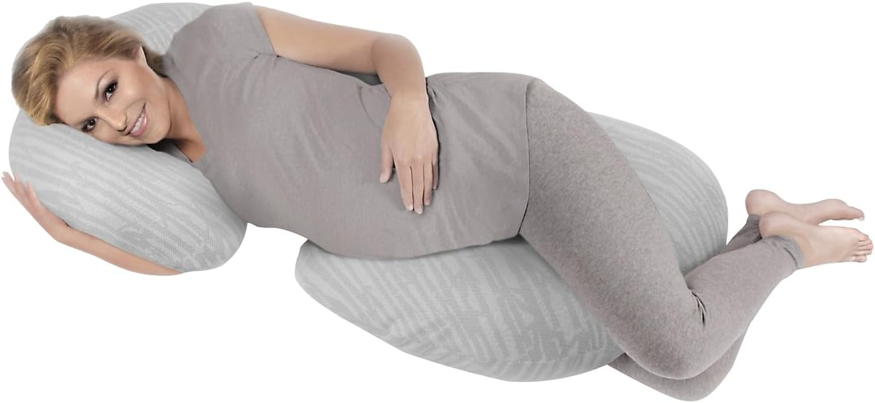 Dreamaker Bedding Maternity Pregnancy Nursing Pillow with Zippered Bamboo Washable Removable Cover C Shaped Natural Contour Full Body Hypo Allergenic anti Bacterial Support for Back HIPS Legs Belly image number 2