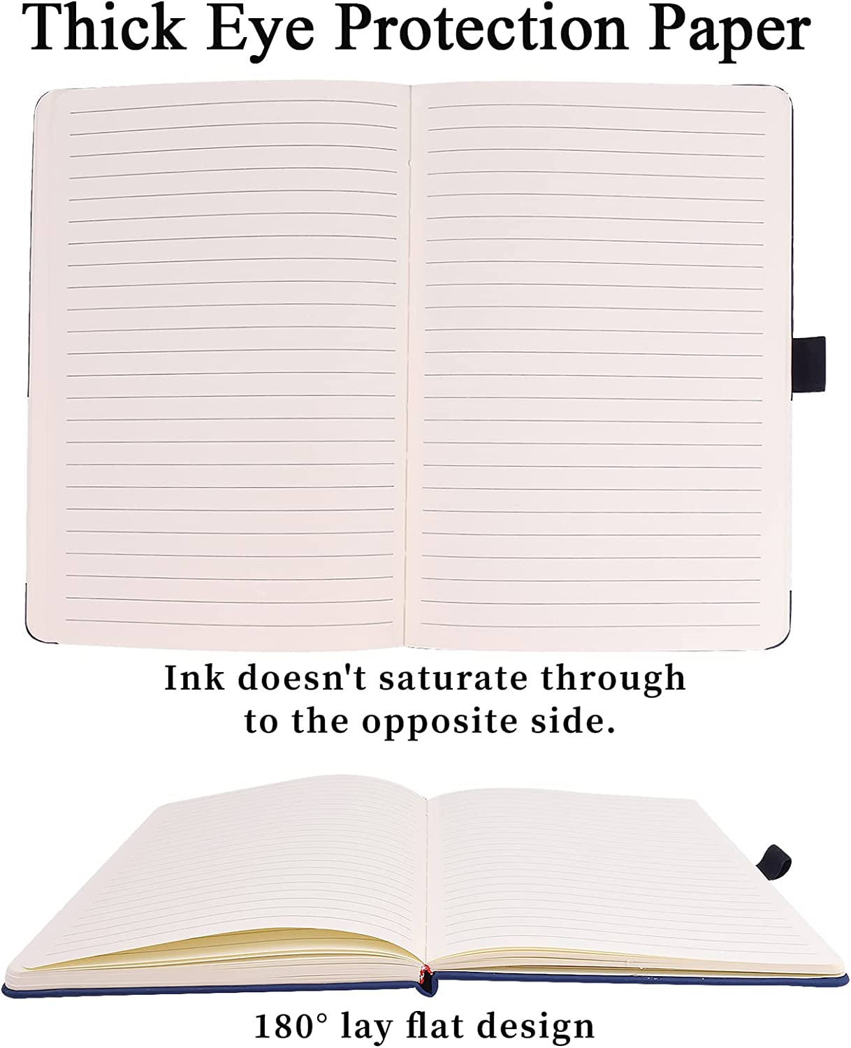 SAYEEC Lined Journal Notebook 1 Pack, A5 Hardcover Notebook for Work with Pockets, 200 Pages Thick Paper, Medium 14 Cm &times; 21 Cm (Blue) image number 6