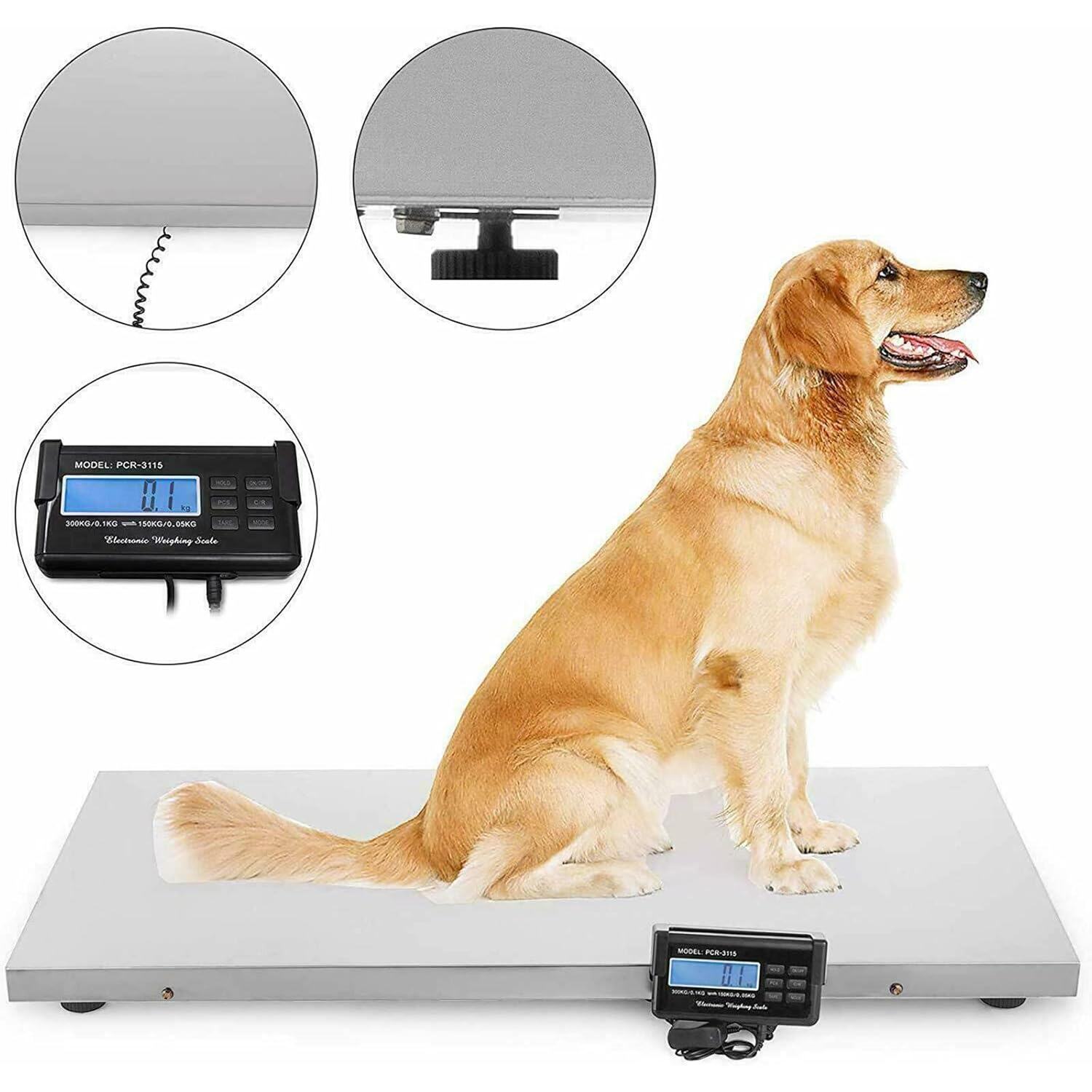 660LB Animal Scale Platform, Digital Pet Scale for Dogs, Digital Scale Large Platform Livestock Veterinary Scale Pet Floor Scale image number 4