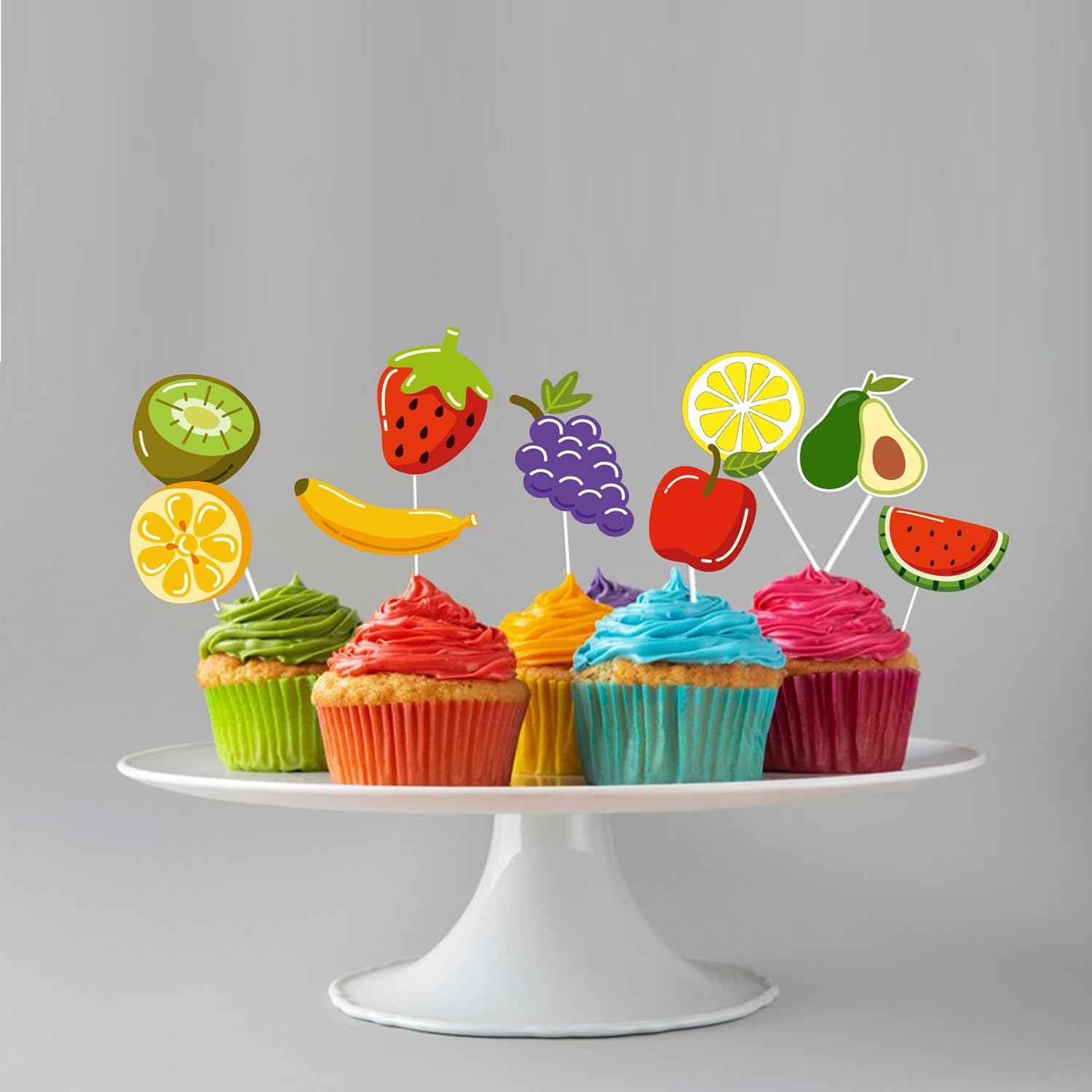 36Pcs Fruit Happy Birthday Cupcake Toppers Tropical Summers Cupcake Dessert Muffin Food Cake Picks Hawaii Fruit Baby Shower Wedding Party Themed Birthday Party Supplies image number 4