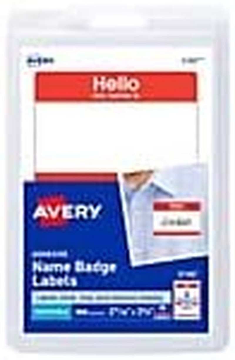 Avery Hello My Name Is Name Tags, White with Red Border, 100 Removable Name Badges (05140) image number 6