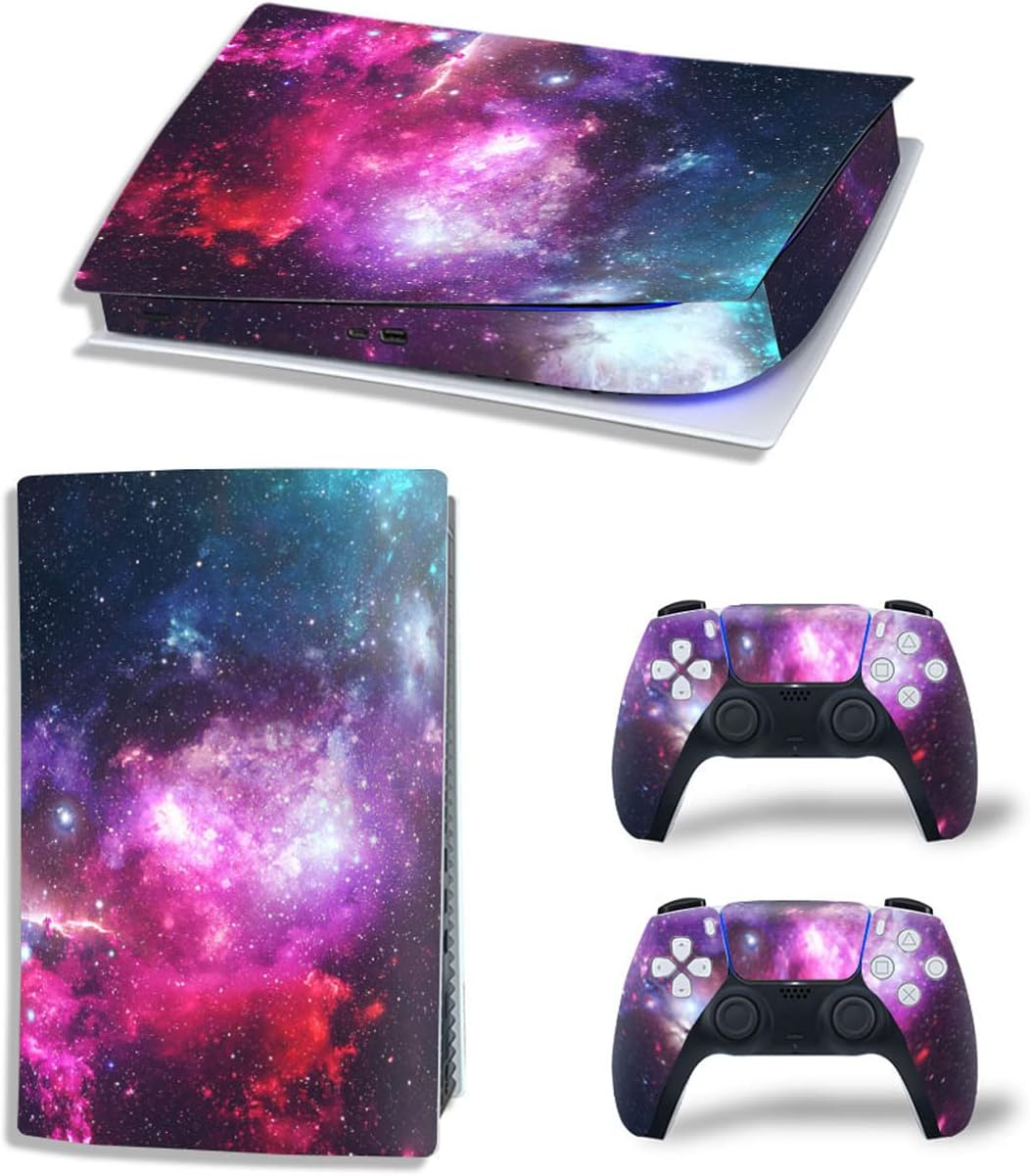 Full Body Vinyl Decal Cover for PS5 Digital Edition Console & Controllers - Colorful Galaxy