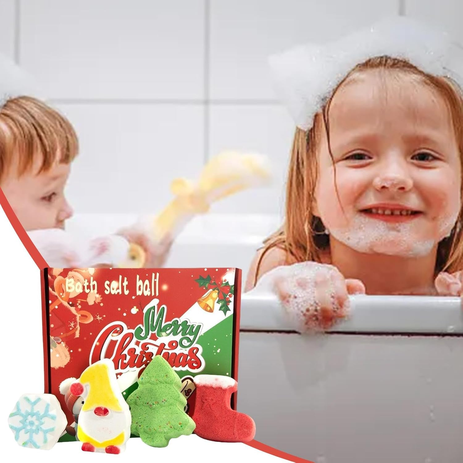 Christmas Bath Bombs - 4 X Christmas Children Bathbombs,Organic Bubble Bath Shower Salts, 4 Fragrance and Shapes Home Spa Fizzies Bubble Bath for Kids Boys Girls Children image number 5