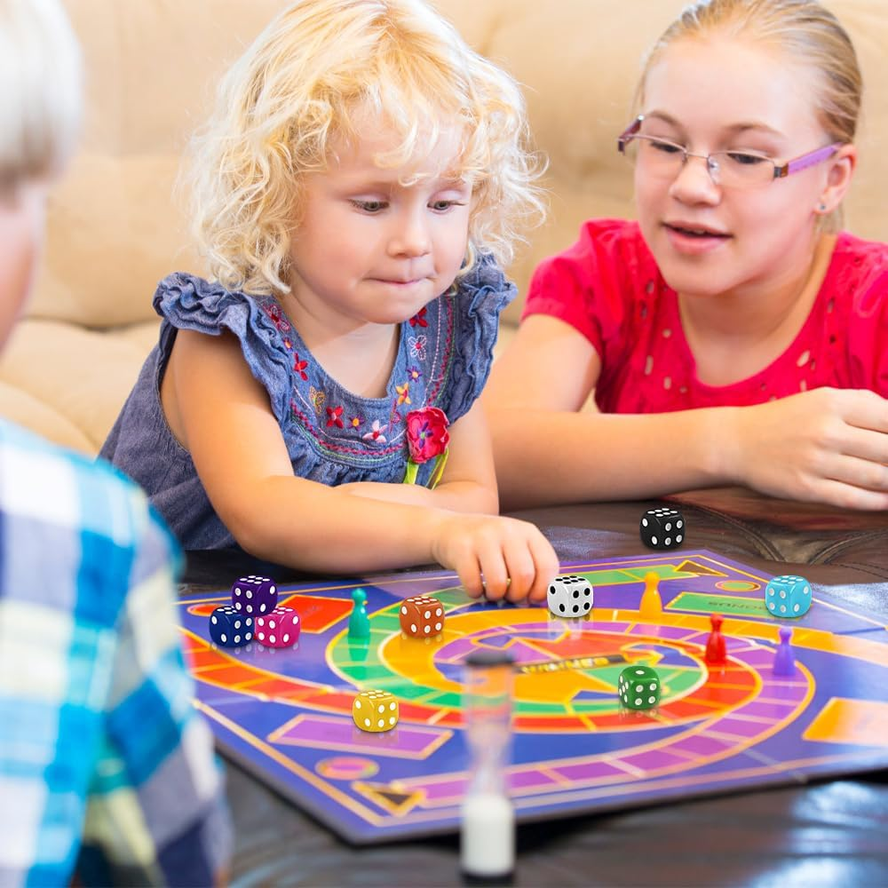 DIYDEC 100Pcs 16Mm Game Bulk Dice 10 Colors Acrylic 6 Sided Dice Set for Classroom Teaching Math Learning Standard Dice for Party Family Board Games image number 3